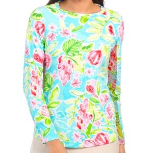 IBKUL Crew Neck Long Mesh Sleeve Top Tutti Seafoam Tennis Golf PickleBall Top